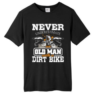 NeverUnderestimate An Old Man With A Dirt Bike Motocross Tall Fusion ChromaSoft Performance T-Shirt