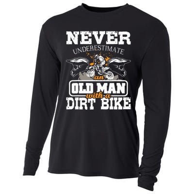 NeverUnderestimate An Old Man With A Dirt Bike Motocross Cooling Performance Long Sleeve Crew