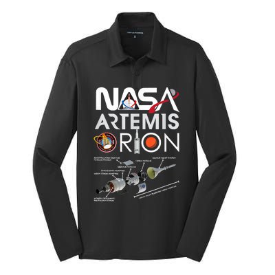 Nasa Artemis Orion Space Launch System SLS Schematics Silk Touch Performance Long Sleeve Polo