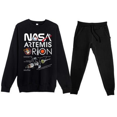 Nasa Artemis Orion Space Launch System SLS Schematics Premium Crewneck Sweatsuit Set