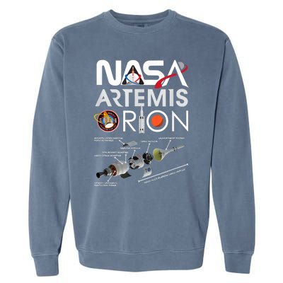 Nasa Artemis Orion Space Launch System SLS Schematics Garment-Dyed Sweatshirt