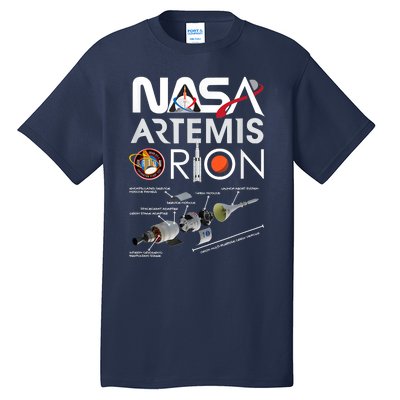 Nasa Artemis Orion Space Launch System SLS Schematics Tall T-Shirt