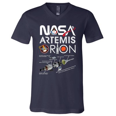 Nasa Artemis Orion Space Launch System SLS Schematics V-Neck T-Shirt