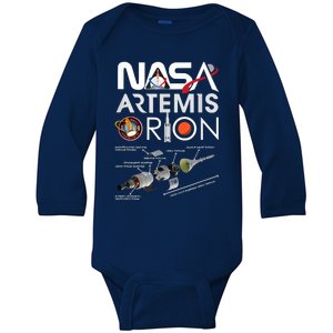 Nasa Artemis Orion Space Launch System SLS Schematics Baby Long Sleeve Bodysuit