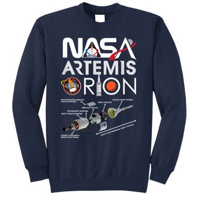 Nasa Artemis Orion Space Launch System SLS Schematics Tall Sweatshirt