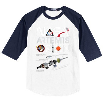 Nasa Artemis Orion Space Launch System SLS Schematics Baseball Sleeve Shirt