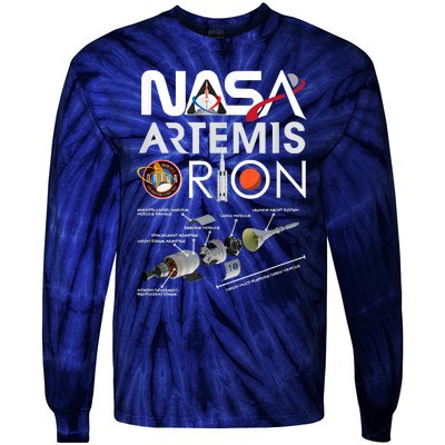 Nasa Artemis Orion Space Launch System SLS Schematics Tie-Dye Long Sleeve Shirt