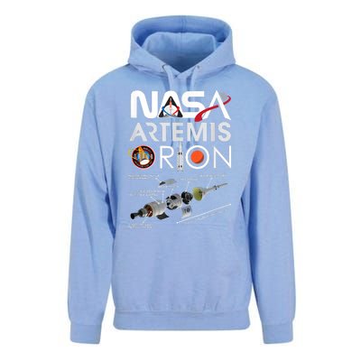 Nasa Artemis Orion Space Launch System SLS Schematics Unisex Surf Hoodie