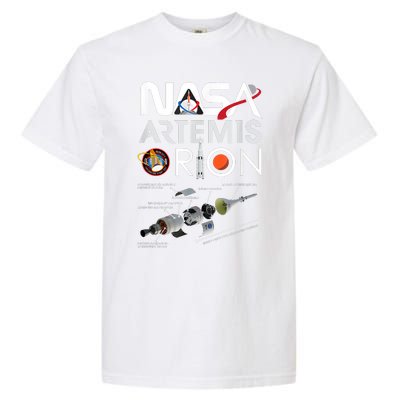 Nasa Artemis Orion Space Launch System SLS Schematics Garment-Dyed Heavyweight T-Shirt