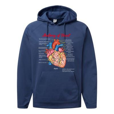 Nurse Anatomy Of Heart Art Cute Gift Performance Fleece Hoodie