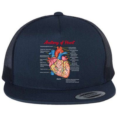 Nurse Anatomy Of Heart Art Gift Flat Bill Trucker Hat