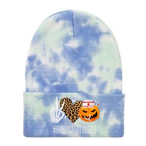 Nursing Assistant Peace Love Pumpkin Funny Halloween Cute Gift Tie Dye 12in Knit Beanie