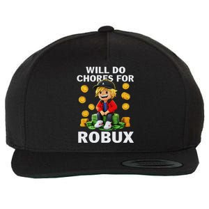 Noob And Professional Gamer Will Do Chores For Robux Wool Snapback Cap