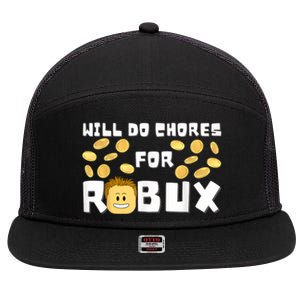 Noob And Professional Gamer Will Do Chores For Robux 7 Panel Mesh Trucker Snapback Hat