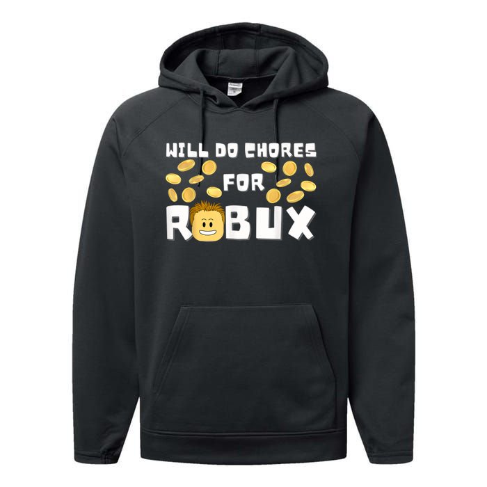 Noob And Professional Gamer Will Do Chores For Robux Performance Fleece Hoodie