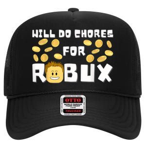 Noob And Professional Gamer Will Do Chores For Robux High Crown Mesh Back Trucker Hat