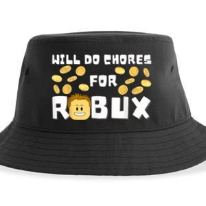 Noob And Professional Gamer Will Do Chores For Robux Sustainable Bucket Hat