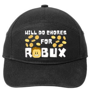 Noob And Professional Gamer Will Do Chores For Robux 7-Panel Snapback Hat