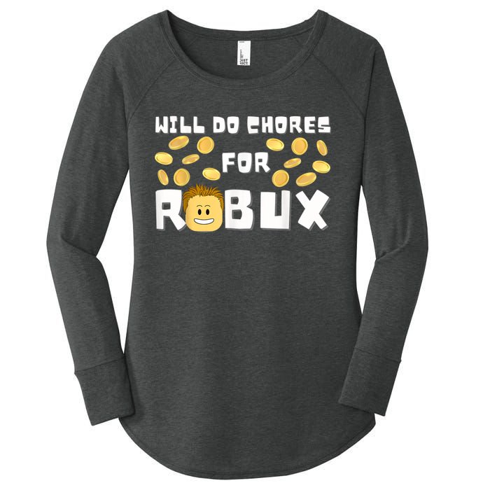 Noob And Professional Gamer Will Do Chores For Robux Women's Perfect Tri Tunic Long Sleeve Shirt