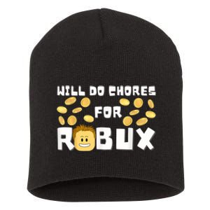 Noob And Professional Gamer Will Do Chores For Robux Short Acrylic Beanie