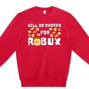 Noob And Professional Gamer Will Do Chores For Robux Premium Crewneck Sweatshirt