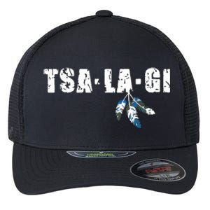 Native American Pride Cherokee Keetoowah Nation Tsi Tsalagi Flexfit Unipanel Trucker Cap