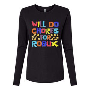 Noob And Professional Gamer Will Do Chores For Robux Womens Cotton Relaxed Long Sleeve T-Shirt