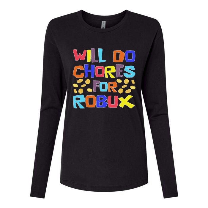 Noob And Professional Gamer Will Do Chores For Robux Womens Cotton Relaxed Long Sleeve T-Shirt