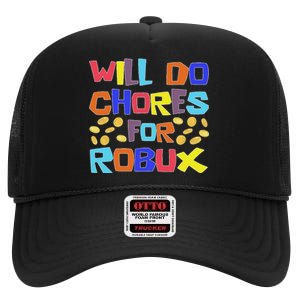 Noob And Professional Gamer Will Do Chores For Robux High Crown Mesh Back Trucker Hat