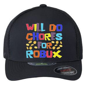 Noob And Professional Gamer Will Do Chores For Robux Flexfit Unipanel Trucker Cap