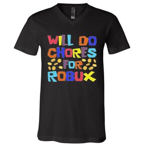 Noob And Professional Gamer Will Do Chores For Robux V-Neck T-Shirt