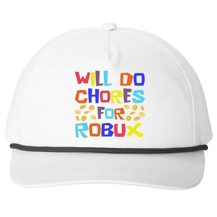 Noob And Professional Gamer Will Do Chores For Robux Snapback Five-Panel Rope Hat