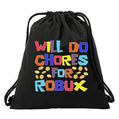 Noob And Professional Gamer Will Do Chores For Robux Drawstring Bag