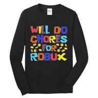 Noob And Professional Gamer Will Do Chores For Robux Tall Long Sleeve T-Shirt