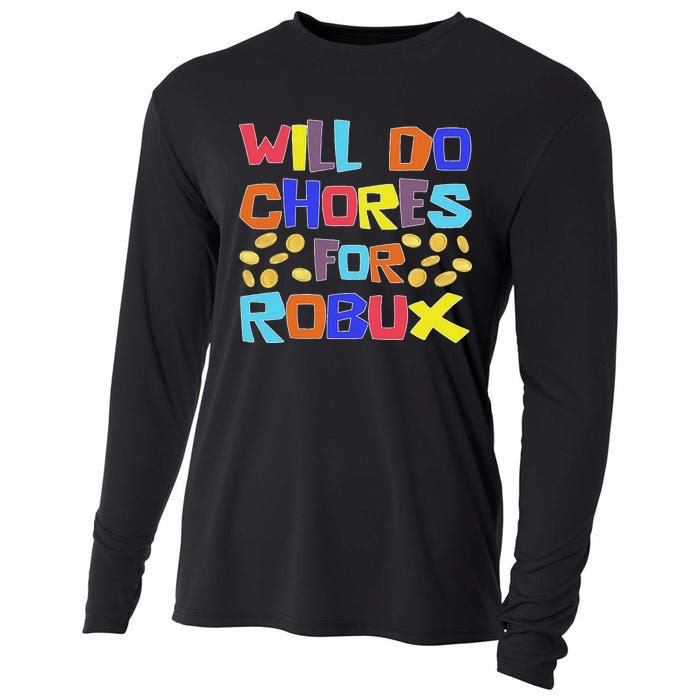 Noob And Professional Gamer Will Do Chores For Robux Cooling Performance Long Sleeve Crew