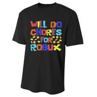 Noob And Professional Gamer Will Do Chores For Robux Performance Sprint T-Shirt