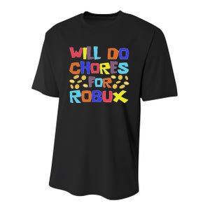 Noob And Professional Gamer Will Do Chores For Robux Youth Performance Sprint T-Shirt