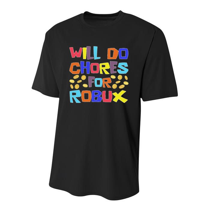 Noob And Professional Gamer Will Do Chores For Robux Youth Performance Sprint T-Shirt