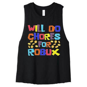 Noob And Professional Gamer Will Do Chores For Robux Women's Racerback Cropped Tank