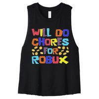 Noob And Professional Gamer Will Do Chores For Robux Women's Racerback Cropped Tank