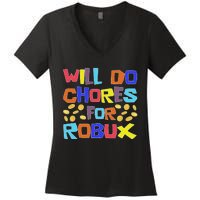 Noob And Professional Gamer Will Do Chores For Robux Women's V-Neck T-Shirt