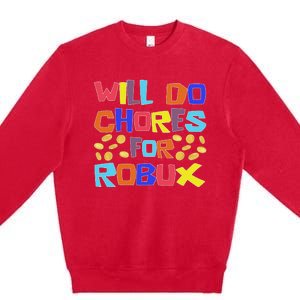 Noob And Professional Gamer Will Do Chores For Robux Premium Crewneck Sweatshirt