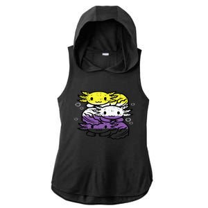 Nonbinary Axolotl Pile Non Binary Enby Lgbtq Ladies PosiCharge Tri-Blend Wicking Draft Hoodie Tank