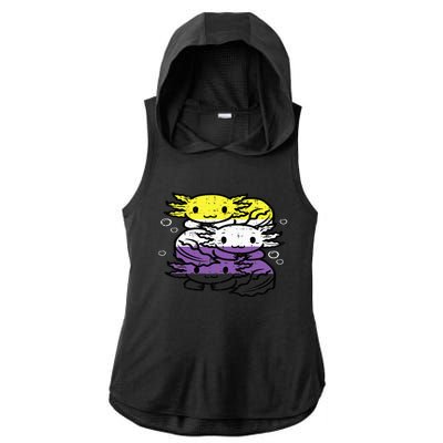 Nonbinary Axolotl Pile Non Binary Enby Lgbtq Ladies PosiCharge Tri-Blend Wicking Draft Hoodie Tank