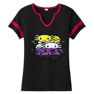 Nonbinary Axolotl Pile Non Binary Enby Lgbtq Ladies Halftime Notch Neck Tee