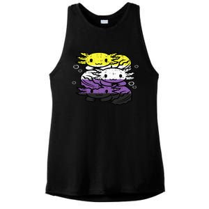 Nonbinary Axolotl Pile Non Binary Enby Lgbtq Ladies PosiCharge Tri-Blend Wicking Tank