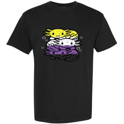 Nonbinary Axolotl Pile Non Binary Enby Lgbtq Garment-Dyed Heavyweight T-Shirt