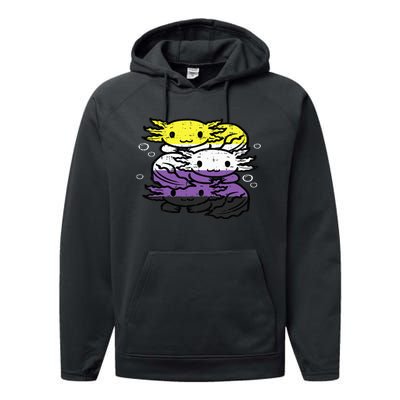 Nonbinary Axolotl Pile Non Binary Enby Lgbtq Performance Fleece Hoodie