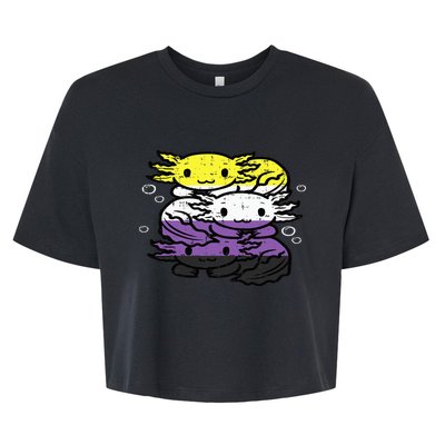 Nonbinary Axolotl Pile Non Binary Enby Lgbtq Bella+Canvas Jersey Crop Tee