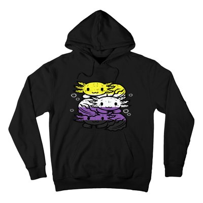 Nonbinary Axolotl Pile Non Binary Enby Lgbtq Hoodie